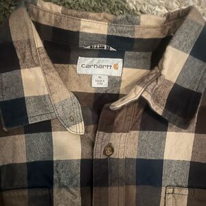 Carhartt Men's Plaid Shirt - Brown and Cream button down